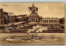 W5400 Koblenz am Rhein Raddampfer am Deutschen Eck mit Kaiser-Wilhelm-Denkmal Verlag Zieher, Ottmar Rheinschiff