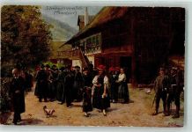 Nach der Kirche Tracht Bollenhut Hühner Verlag König Serie Nr. 194 Hoffmann, H. Künstlerkarte