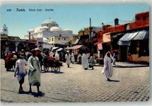 Tunis - Tracht Handlung Marktszene Place Bab-Souika
