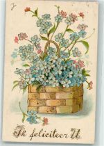 Ich Gratuliere Dir Vergissmeinnicht Lithographie Glückwunsch 1905 Prägedruck