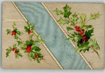 Stechpalme Weihnachten 1910 Prägedruck