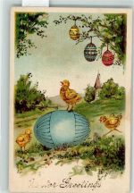 Küken Ostereier Lithographie Ostern Prägedruck