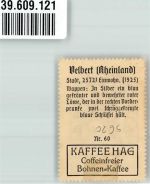 42549 W5620 Velbert Gebrauchsspuren Vignette Reklame Kaffee Hag Nr. 60 Wappen Löwe