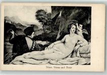 sign. Titian Venus und Armor Künstler (Erotik) Künstlerkarte