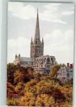 Sheringham Künstlerkarte Cathedral Norwich sign. Quinton A.R.