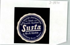 89312 W8870 Günzburg Siegelmarke Susta Isoliermittel für Obst- und Fruchtkuchen Küchle