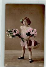 Namenstag Kind Rosen Korb NPG 2394 Glückwunsch 1912