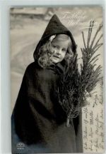 Verlag R & K L Serie 4312/5 Kind im Kapuzenmantel und Tannenzweig Weihnachten 1911 Foto AK