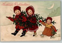 Kinder Mistelzweige DO Nr.10715 Weihnachten 1908 Gebrauchsspuren