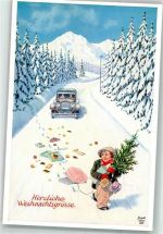 sign. Bert Oldtimer Erlebnisse des Balduin Futsch Heimkehr v. Weihnachtseinkauf Wohlgemuth u. Lissner No. 1309 Weihnachten Künstlerkarte