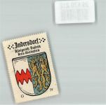 86574 W8891 Indersdorf b Aichach Vignette Vignette Königreich Bayern Kreis Oberbayern Wappen roter Zickzackbalken Löwen mit verschlungenen Schwänzen