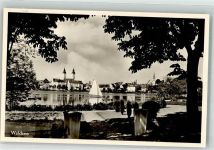 88339 W7967 Bad Waldsee Foto AK See Kirche Ruderboot Segelboot