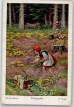 Rotkäppchen Gebrüder Grimm UVACHROM Nr. 3732 Serie 128 Kubel, O. Künstlerkarte