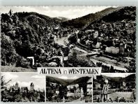 58762 W5990 Altena , Westf Foto AK Burg Schwimmbad Juendherberge