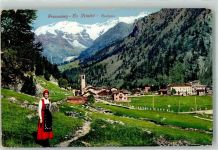 11020 Gressoney La Trinite' 1928 Gebrauchsspuren Tracht Kirche