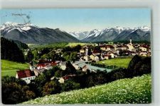 83278 W8220 Traunstein , Oberbay 1929 - mit Traunbrücke und Kirche St. Oswald Durner's Kunstverlag No. 3247