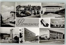 66953 W6780 Pirmasens Foto AK Schwimmbad Hauptbahnhof Postamt Schule Schuhe