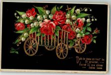 Maiglöckchen Bollerwagen HWB Ser. 7694 Rose 1912 Prägedruck