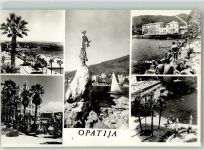 Opatija Abbazia Foto AK Denkmal Schwimmbad Hotel