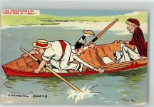 Ruderboot Changing Seats Hund sign. Tom B. Verlag Davidson Nr.2580 Humor 1908 Künstlerkarte