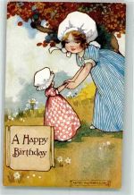 sign. Richardson Agnes Kinderspiele Happy Birthday Geburtstag Celesques Series Künstler R Künstlerkarte