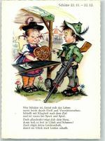 Sternzeichen Schütze Lebkuchenherz Gewehr Kinder sign. Hanitzsch 642 Horoskop Künstlerkarte