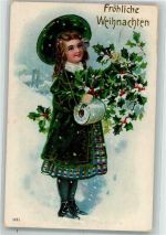 Kind Handwärmer Stechpalme Weihnachten 1913