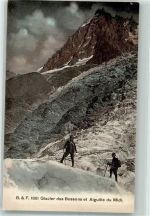 Chamonix-Mont-Blanc Seilschaft im ewigen Eis des Gletschers des Bossons et Aiguille du Midi Fotograf Franco-Suisse Bergsteiger Foto AK