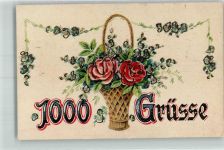 mit Glimmer/Glitzerauflage Vergissmeinnicht 1000 Grüsse Rose 1919