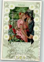 Jugendstil Liebespaar Küsse Geheimnisvolle Liebe S.32 Verlag Rafael Neuber Schubert, H. 1901 Künstlerkarte
