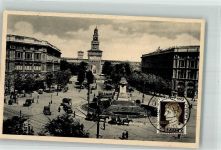 20100 Milano 1937 Foto AK Denkmal Garibaldi Straßenbahn Briefmarke Bildseite
