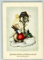 Weihnachten Glocke läuten Engel 1957 Künstlerkarte