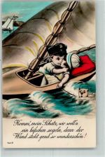 Kinder Hund Humor Spruch Segelboot