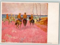 Künstlerkarte sign. Gauguin Paul Reiter am Strande Verlag Hanfstaengl Nr.142