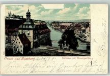 96047 W8600 Bamberg 1901 Lithographie Rathaus Wasserpartie