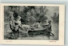 sign. Zatzka Hans Frau Ruderboot Seerosen Die Entführung Verlag Ackermann Nr.1223 Amor Künstlerkarte