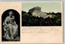 93047 W8400 Regensburg 1902 Foto AK Denkmal Walhalla Donaustauf