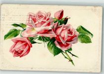 Zweig mit roten Rosen Jugendstilrahmen Rose 1916 Prägedruck