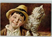 Kind und Katze Serie 93 Gerstenhauer, J. G. Künstlerkarte