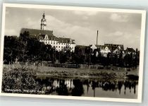 86609 W8850 Donauwörth Foto AK Blick auf hl. Kreuz Kirche Fabrik
