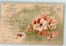 mit Glimmer/Glitzerauflage ESDB Nr.7014 Blume 1900 Lithographie