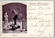 Schneemann Kinder Schlitten Entgleist Verlag Ersch Nr.224 Weihnachten Lithographie