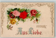 mit Echtstoffaplikation Spruch Aus Liebe Bahnpost Zug 1035 Rose 1908 Prägedruck