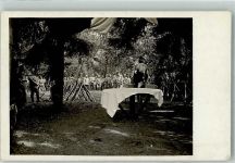 Landser bei einem Feldgottesdienst auf einer Waldlichtung Deutsches Heer WK I Privatfoto AK