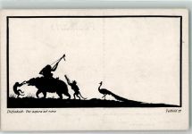 Scherenschnitt Affen Bär Pfau Titelbild 17 Verlag B.G. Teubner Diefenbach, K. W. Künstlerkarte