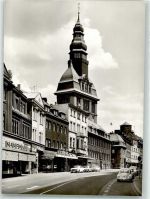 66333 W6620 Völklingen Foto AK Rathausstrasse Geschäft Kaufhaus VW Käfer Auto Kirche