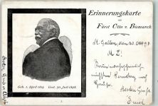 Trauerkarte Erinnerungskarte Bismarck 1898 Gebrauchsspuren