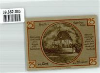 99423 O5300 Weimar , Thür Notgeldschein 25 Pfennig Gutschein Nr. 121612 Goethes Gartenhaus