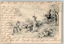 Hasen Eier Querflöte Edgar Schmidt Serie 5089 Zwerg Lithographie