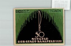 07318 O6800 Saalfeld , Saale 1921 Notgeldschein Gutschein über 50 Pfennig Rathaus
